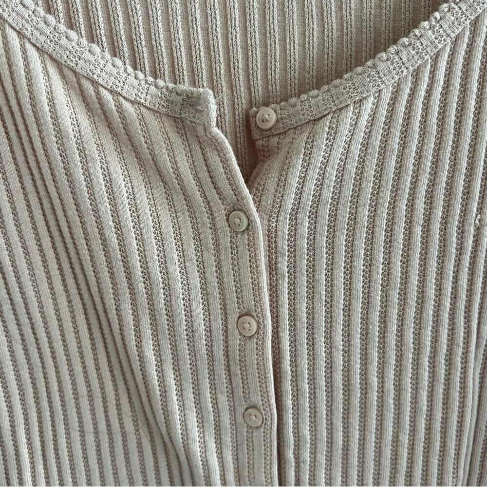 GAP Pink Ribbed Long Sleeve Button Front Knit Top Shirt Blouse XL - Picture 4 of 6